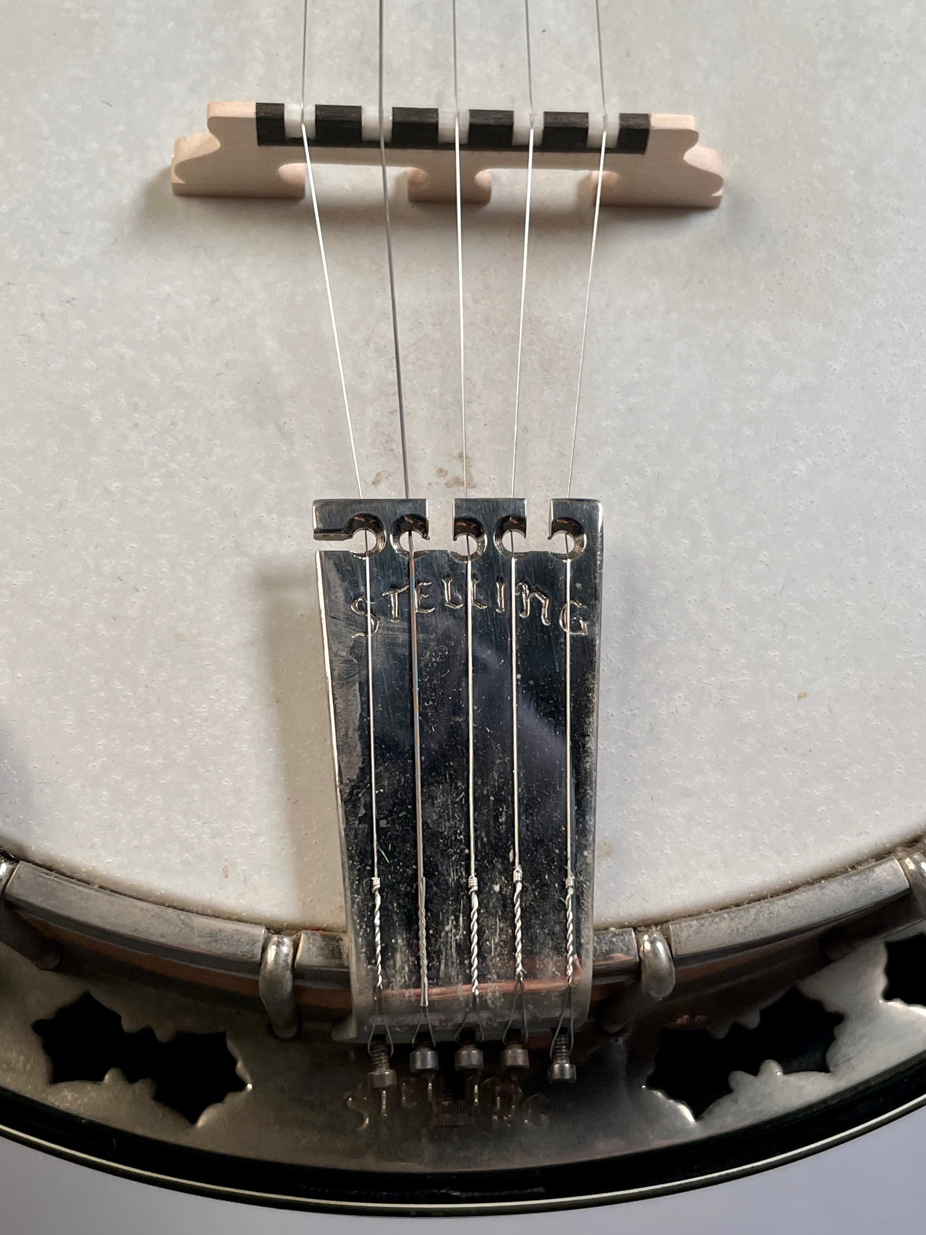 1978 Stelling Whitestar 5 string Banjo with Original Hardshell Case 